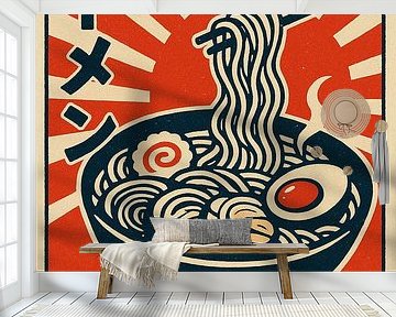 Retro Ramen Poster - Gewaagde Japanse Noodle-kunst