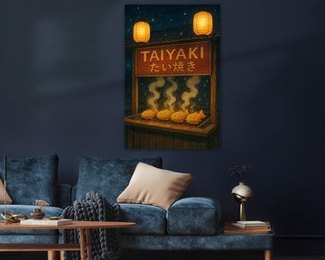Anime Style Taiyaki Poster - Japanische Street Food Wandkunst