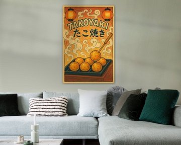 Anime Style Takoyaki Poster - Japanisches Festival Essen Wandkunst