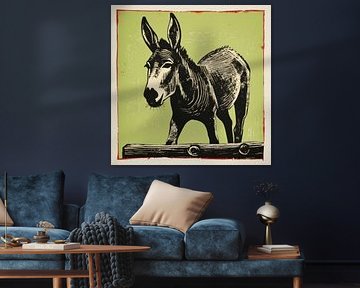 Âne folklorique fantaisiste à la clôture sur Aloke Design