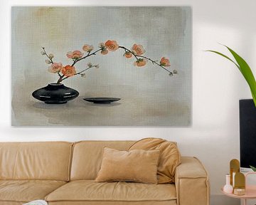 Japandi still life: Vase with elegant Blossom Branch by Studio Pieternel