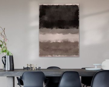 Abstrait de style Rothko en taupe, noir et blanc sur Dina Dankers