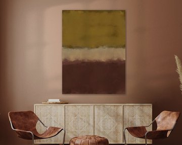 Peinture abstraite inspirée de Mark Rothko dans des tons sourds de moutarde et de marron sur Dina Dankers