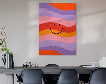 Cheerful face on retro stripes by Niklas Maximilian