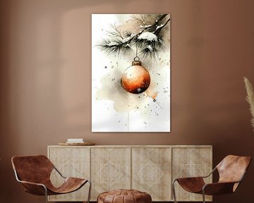 Dennentak met Kerstbal in Aquarel no.2 van Studio BB
