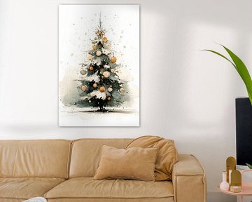Kerstboom in Aquarel no.4 van Studio BB