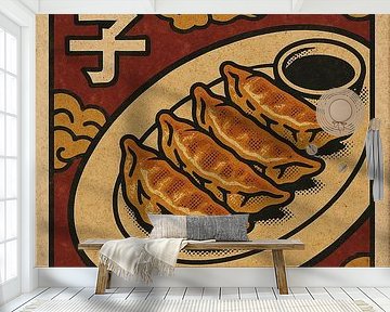 Gyoza Muurkunst - Retro Japanse Keuken Keuken Poster