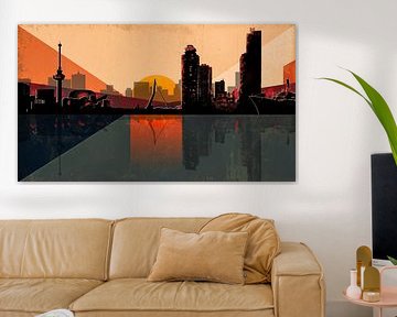 Rotterdam Skyline in Orange Terra Sunset by Arjen Roos