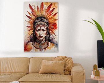 Abstract Painting of Lakota Woman