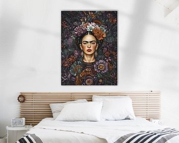 Frida - bruin bloemenpatroon van Carina Augusto