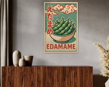 Vintage Japanese Edamame Poster - Gesunder Snack Pop-Art Wanddruck