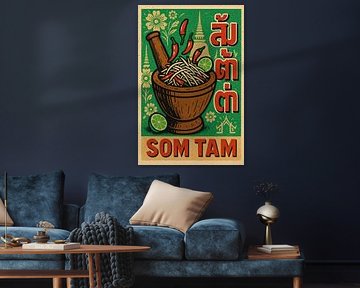 Som Tam Wall Print – Retro Thai Food Kitchen Poster by Travel Shop