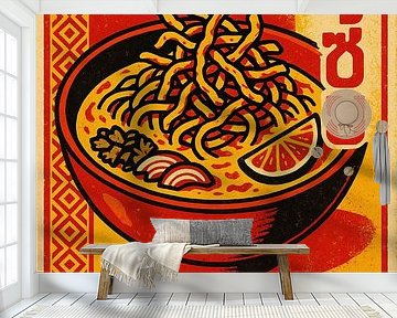 Khao Soi Muurprint - Retro Thaise Voedsel Poster