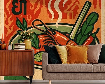 Retro Tom Yum Poster - Vintage Thaise Soep Muurkunst