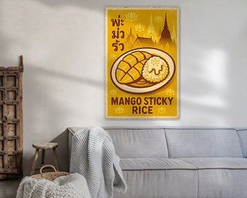 Mango Sticky Rice Wall Print – Retro Thai Food Poster by Travel Shop
