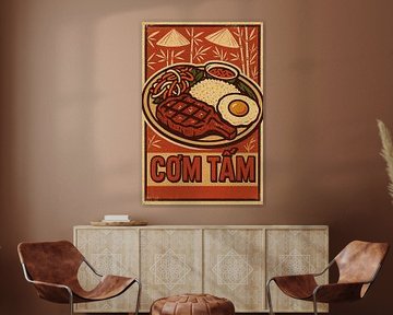 Cơm Tấm Poster - Retro Broken Rice Wandkunst von Travel Shop