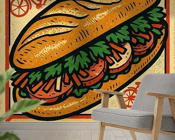 Retro Bánh Mì Poster - Vietnamese Sandwich Muurkunst