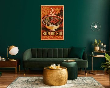 Bún Bò Huế Poster – Retro Vietnamese Soup Wall Art by Travel Shop