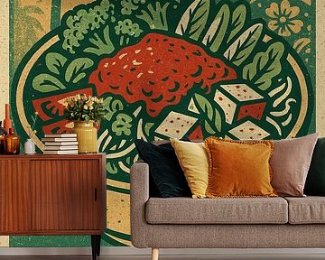 Gado-Gado Muurprint - Vintage Indonesische Keuken Poster