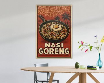 Nasi Goreng Wall Print – Vintage Indonesian Street Food Poster by Travel Shop