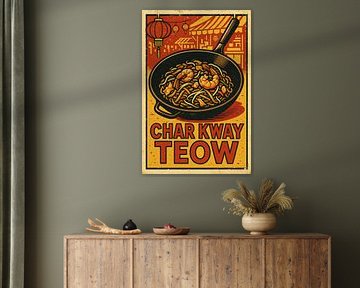 Vintage Char Kway Teow Poster - Maleisische Straatvoedselprint van Travel Shop