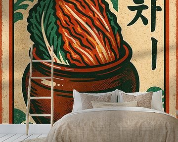 Retro Kimchi Poster - Koreaanse Gefermenteerde Kool Pop Art Print