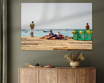 Fishermen on the old pier of Santa Maria, Sal, Cape Verde by Benjamien t'Kindt