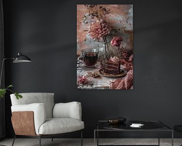 Coffee and chocolate cake - dreamy still life by Joriali photography and paintings
