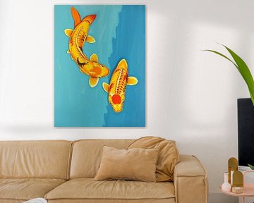 Abstrakte Goldene Koi Fisch Kunst von rendyokt rendy