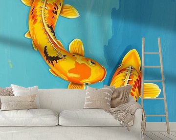 Abstrakte Goldene Koi Fisch Kunst