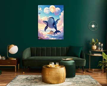 Abstrakter Wal und Wasserspritzer Kunst von rendyokt rendy