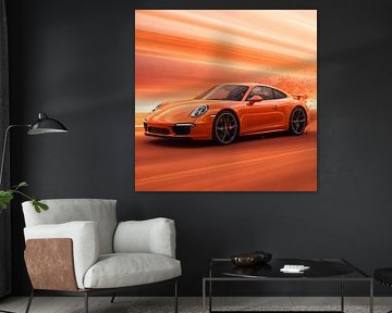 Oranje porsche 911 van Jessica Berendsen