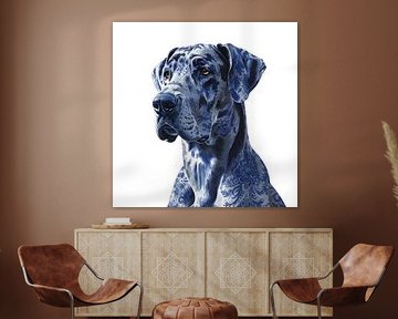 Deense dog delftsblauw van Jessica Berendsen