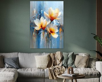 White flowers - Abstract oil painting by Niklas Maximilian
