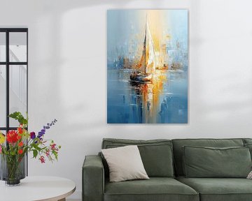 Segelboot bei Sonnenuntergang – Abstrakte Kunst