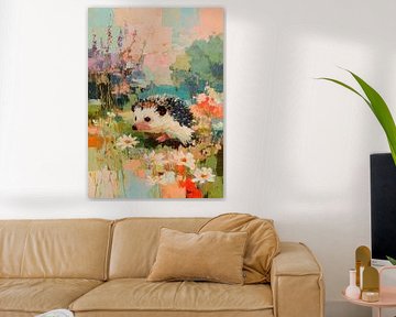 Egel in de tuin - Abstract olieverfschilderij van Niklas Maximilian