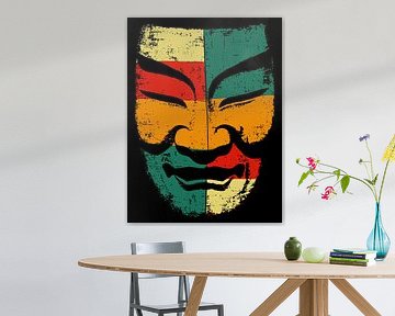 Abstrakte Stammes-Maske Wandkunst - bunte Distressed Print