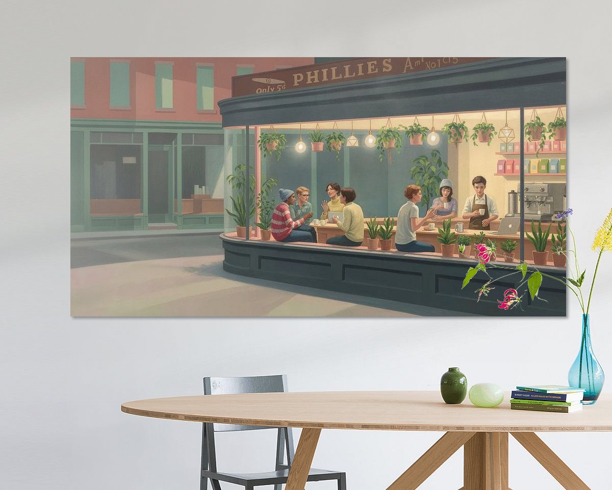 Voorbeeld van het werk in een kamer