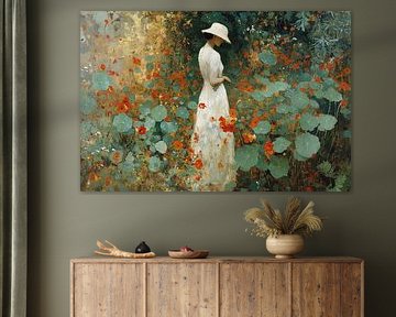 Dame in Nasturtium Tuin no.2 van Studio BB