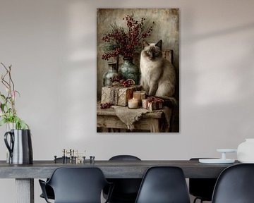 Cat with Presents and Candlelight - Nostalgic Photography by Joriali photography and paintings