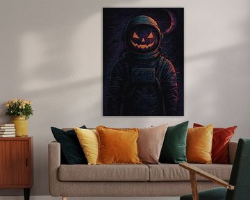 Pompoen Astronaut in Duisternis van Media Jeka