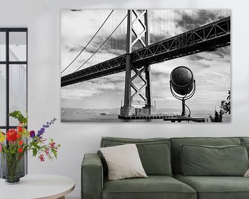 Bay Bridge Detail in zwart-wit, San Francisco, VS