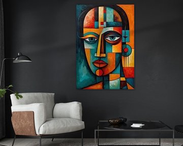 Abstrait Africain Cubiste Femme Art Portrait