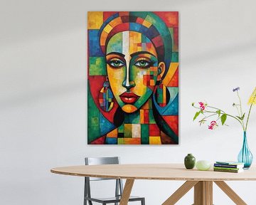 Abstrait Africain Cubiste Femme Art Portrait