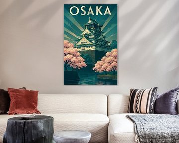 Osaka Kasteel Elegantie - Art Deco Japanse Poster