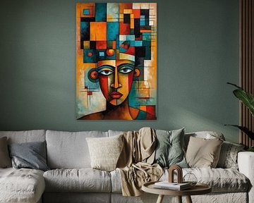 Portrait d'homme cubiste africain abstrait