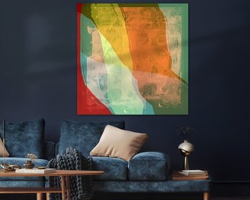 Kleurrijk abstract schilderij in retrostijl