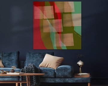 Buntes abstraktes Gemälde in warmen Retro-Farben
