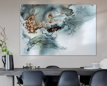 AlcoholInk Malererei, Fluid Painting, Bronze, Gold, Schwarz, Weiß