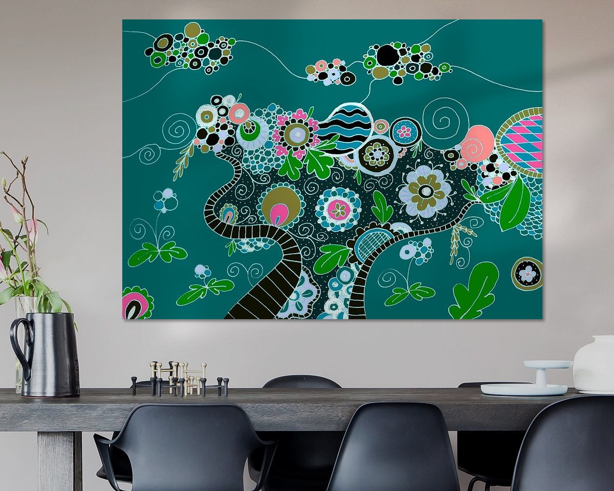 Voorbeeld van het werk in een kamer